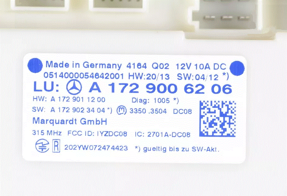 Keyless Go Entry Control Module A1729006206 OEM Used for 10-15 Mercedes X204 GLK350 C350 C250