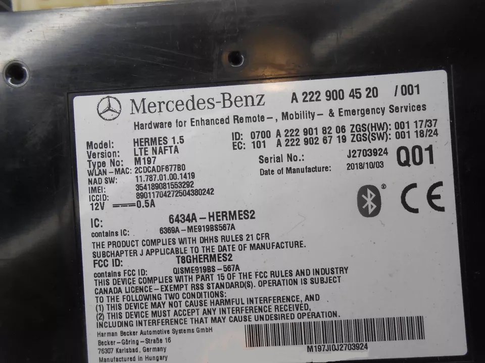 OEM Communication Bluetooth Control Module A2229004520 Used for 2019 Mercedes C300