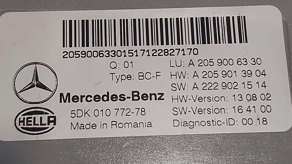 Original SAM Control Module ECU A2059006330 for Mercedes C W205 GLC X253 Used