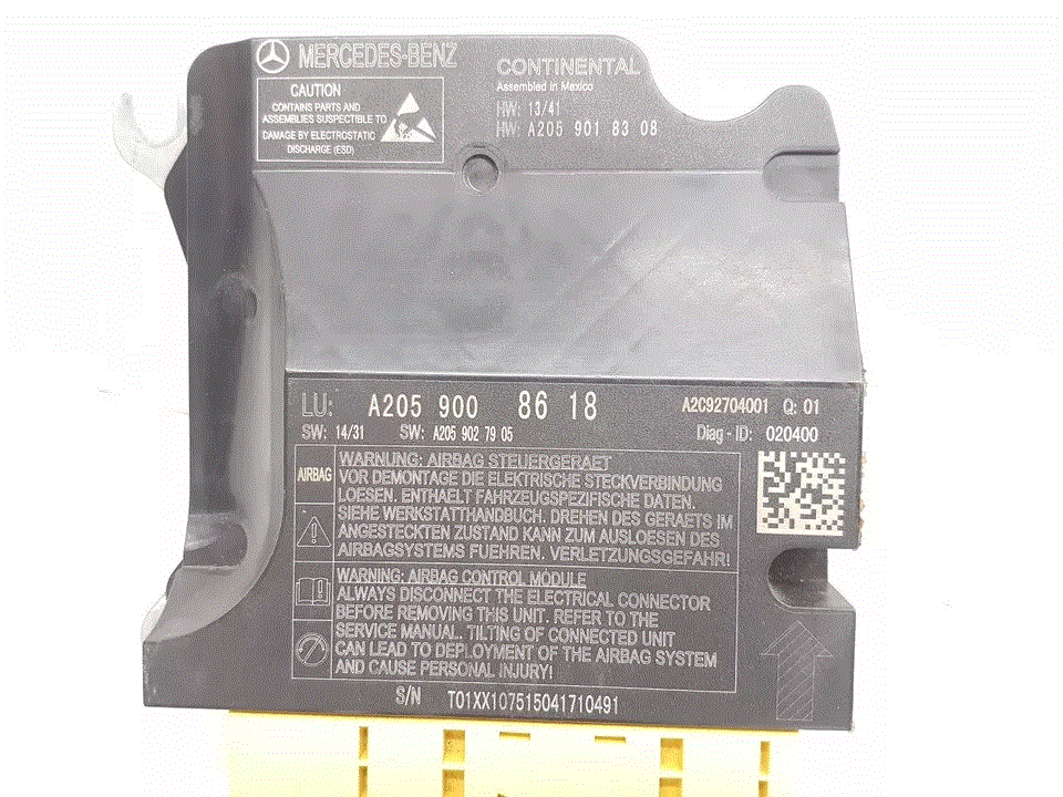 Original Safety Bag Control Module A2059008618 Used for Mercedes C Class 2015